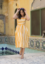 Blossom Yellow Printed Cotton Dress