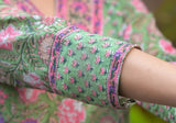 Savri Green Floral Handblock Kurta Only