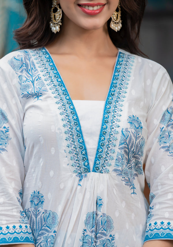 KALINA BLUE HANDWORK KURTA AND PANT ONLY