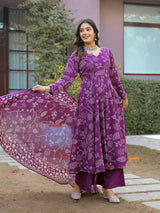 Jamuni Adaah Classic Floral Printed Suit Set With Mul Cotton Dupatta