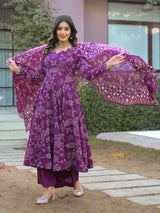 Jamuni Adaah Classic Floral Printed Suit Set With Mul Cotton Dupatta