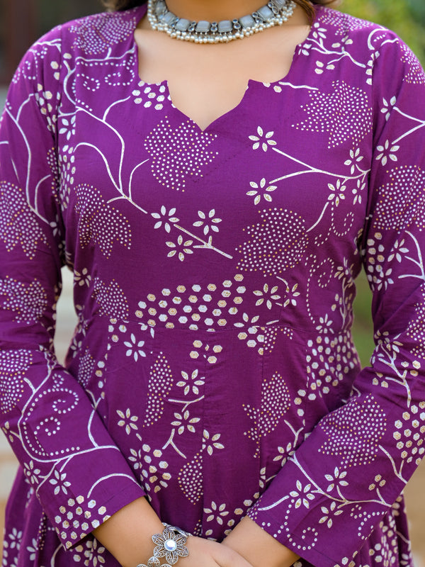 Jamuni Adaah Classic Floral Printed Suit Set With Mul Cotton Dupatta