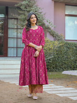 Gulabi Zarihaar Royal Printed Anarkali Kurta and Pant Only