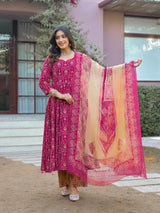 Gulabi Zarihaar Royal Printed Anarkali Suit Set With Chiffon Dupatta