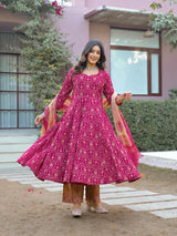 Gulabi Zarihaar Royal Printed Anarkali Suit Set With Chiffon Dupatta