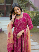 Gulabi Zarihaar Royal Printed Anarkali Suit Set With Chiffon Dupatta