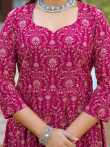 Gulabi Zarihaar Royal Printed Anarkali Suit Set With Chiffon Dupatta