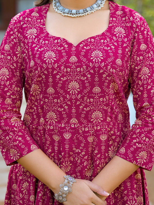 Gulabi Zarihaar Royal Printed Anarkali Suit Set With Chiffon Dupatta