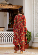 Saanvi Maroon Floral Print Suit Set