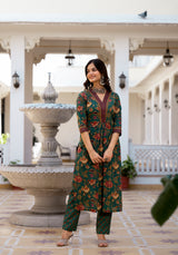 Trishala Green Floral Print Suit Set