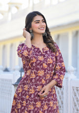 Urvashi Floral Handblock Printed A- Line Kurta