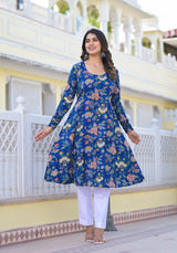 Sireen Floral Handblock Printed Anarkali Kuta