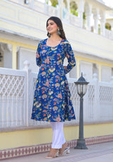 Sireen Floral Handblock Printed Anarkali Kurta