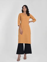 Caramel Airey Linen Long Kurta
