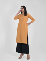Caramel Airey Linen Long Kurta