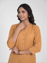 Caramel Airey Linen Long Kurta