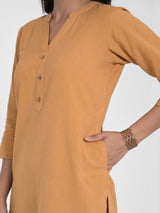 Caramel Airey Linen Long Kurta