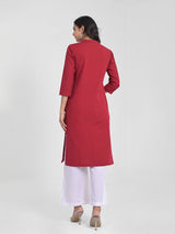 Maroon Airey Linen Long Kurta