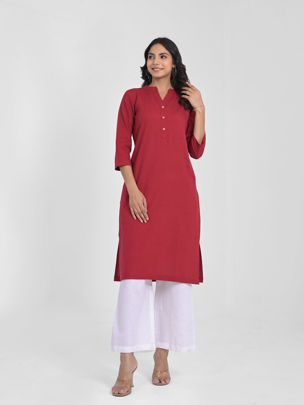 Maroon Airey Linen Long Kurta