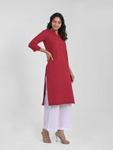 Maroon Airey Linen Long Kurta