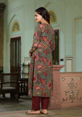 Inaya Green Hand Block Print Cotton Kurta