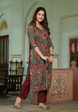 Inaya Green Hand Block Print Cotton Kurta