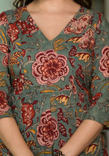 Inaya Green Hand Block Print Cotton Kurta
