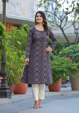 Mahika Ajrakh Handblock Printed A-Line Kurta