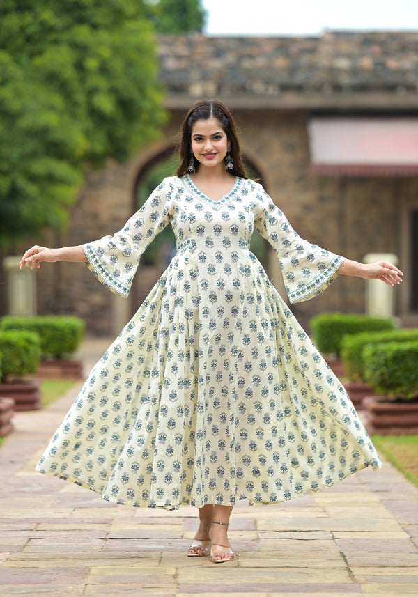 Buy RITS ENTERPRISE Fancy Woman Gown Kurti (Rama - L) Online at Best Prices  in India - JioMart.