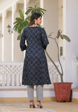 Reha Ajrakh Handblock Printed A Line Kurta