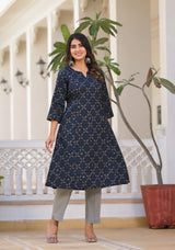 Reha Ajrakh Handblock Printed A Line Kurta