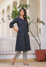 Reha Ajrakh Handblock Printed A Line Kurta