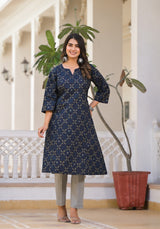 Reha Ajrakh Handblock Printed A Line Kurta