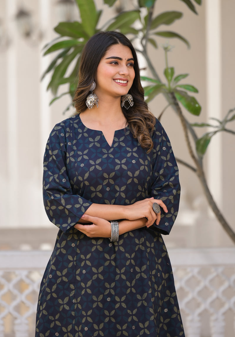 Reha Ajrakh Handblock Printed A Line Kurta