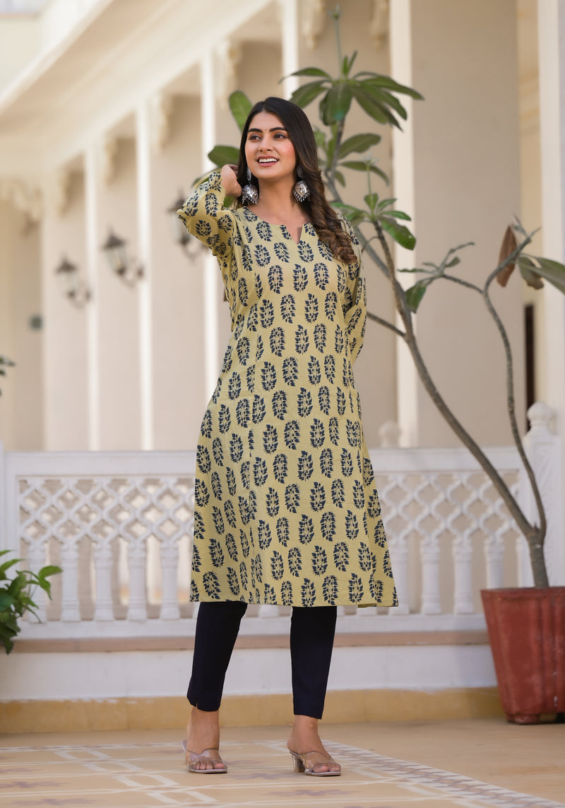 Sofia Handblock Printed A-Line Kurta