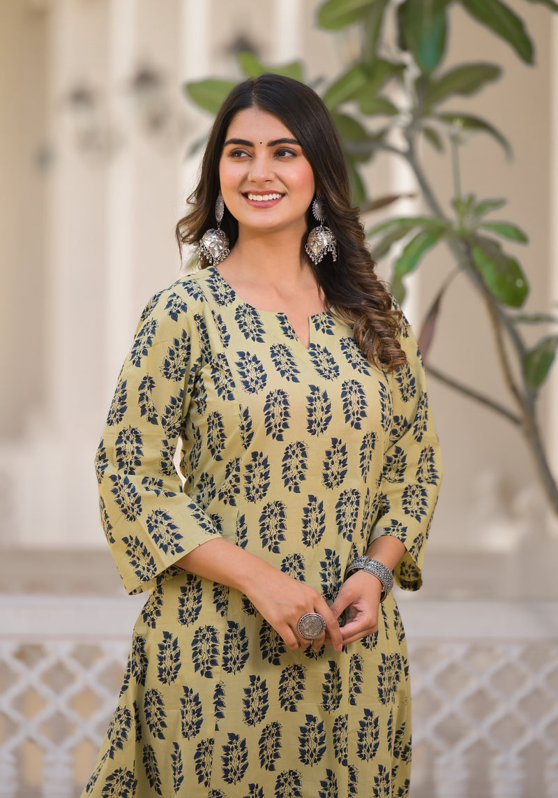 Sofia Handblock Printed A-Line Kurta