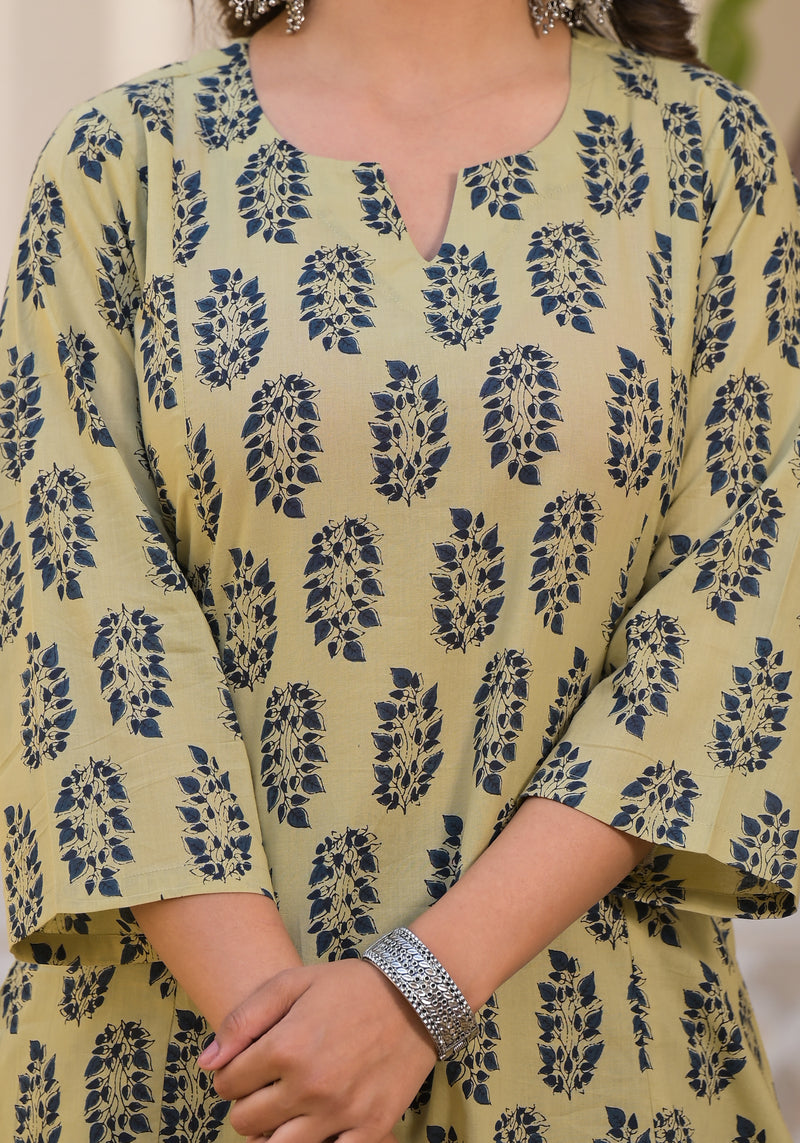 Sofia Handblock Printed A-Line Kurta