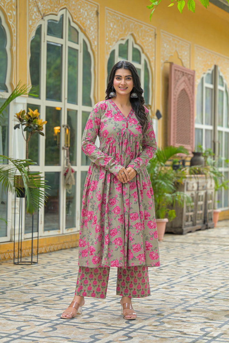 Gulnaar Rosewood Cotton Kurta Pant