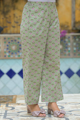 Sage Petals Soft Cotton Kurta Pant Set