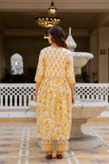 Noor-e-Peeli Palace Mustard Printed Kurta and Pant Only