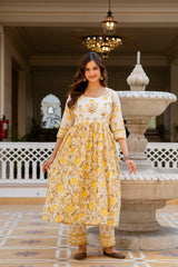 Noor-e-Peeli Palace Mustard Printed Kurta and Pant Only