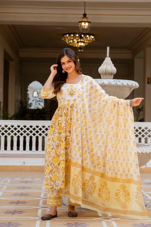 jaipuri cotton dress with dupatta Jaipuri Pure cotton Salwar Kamize and Dupatta Set. Readymade Full Stitch  Dresses