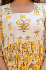 Noor-e-Peeli Palace Mustard Printed Kurta and Pant Only