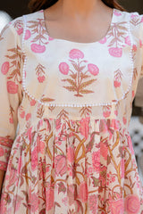 Noor-e-Gul Palace Pink Printed Suit Set With Mul Cotton Dupatta