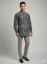 Ishaan Urban Ethnic Printed Masn Cotton Short Kurta