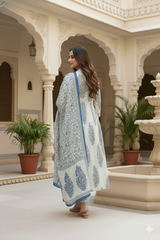 Noor-e-Royal Printed A line Ensemble Suit Set With Cotton Dupatta