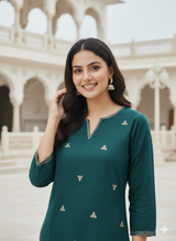 Royal Green Ethnic Everyday Short Kurti