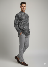 Ishaan Urban Ethnic Printed Masn Cotton Short Kurta