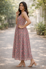 Anokhi Rosé Garden Sleeveless Maxi Dress
