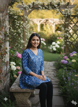 • Neelika Garden Bloom Indigo Short Kurti